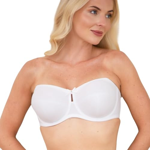 Camille Womens Multiway Strapless Bra, Non Padded & Underwired | Removable Matching & Clear Straps, Cross Back, Strapless, Halter, One Strap, Back Fastening For Extra Support
