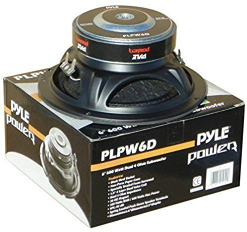 1 PYLE PLPW6D subwoofer 16,5 cm 6,5 da 300 watt rms 600 watt max doppia bobina da 4+4 ohm dvc dual voice coil per cofano bagagliaio auto, 1 pezzo