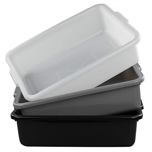 Vababa 3-Pack Plastic Commercial Bus Box, 13 L Kitchen Bus Tub