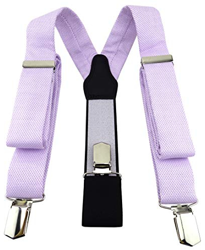 TigerTie Unisex Hosenträger Pique in flieder uni gemustert - Y-Form mit 3 extra starken Clips - verstellbar 82 bis 130 cm