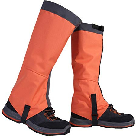 Macabolo Wanderbeingamaschen, 1 Paar atmungsaktive Schneestiefelgamaschen, wasserdicht, Klettern, Jagd, Wandern, Walking, Orange - Orange - Größe: Large
