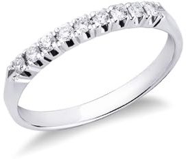 Anello Veretta a 9 pietre in Oro bianco 18k con nove Diamanti