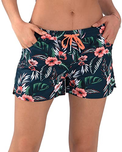 Actleis Womens Swim Shorts UPF50+ Board Shorts Quick Dry Beach Shorts Drawstring Sports Summer Bottom L Cattleya
