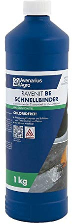 Avenarius Agro Ravenit BE Schnellbinder Beton Zement Schnell Erhärter 1 kg Flasche farblose Flüssigkeit chloridfrei