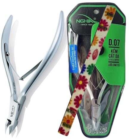 Nghia Professional Stainless Steel Cuticle Nipper C-07 (D-07) Jaw 16 Osimihome Cuticle Cutter Trimmer Manicure Tools with Double Spring– Perfect Nail Care Tool at Home Spa Saloon