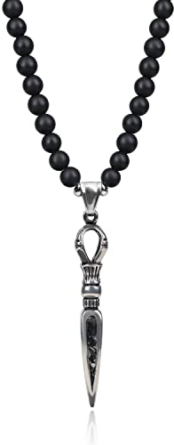 COAI Geschenkideen Herren Biker Halskette aus Mattem Onyx mit Vajra Anhänger Amulett Kette