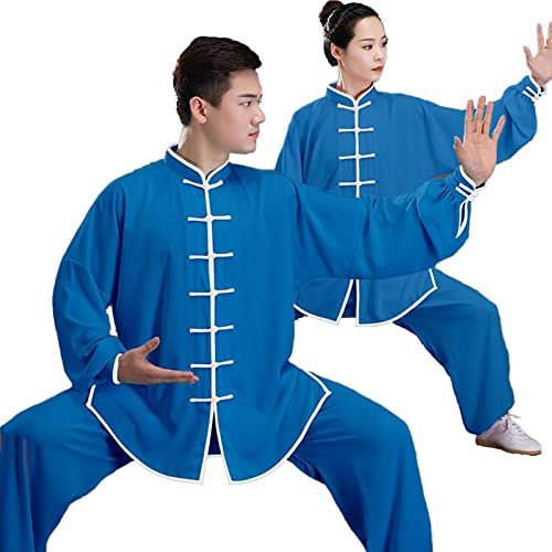 Tai Chi Anzug Chinesische Kung Fu Kleidung Herren Damen Martial Arts Wing Chun Kampfkunst Tai Chi Kung Fu Uniform,Blue-XXL