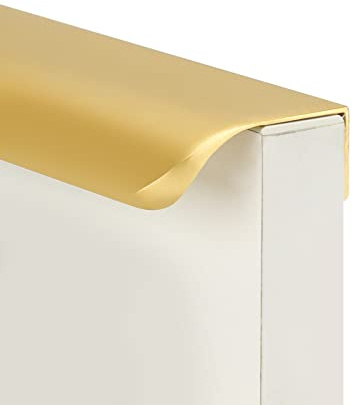 goldenwarm 10 Pack 5 Inch Matte Gold Finger Pulls Cabinet Edge Pulls Brushed Brass Drawer Handles Edge Hardware for Kitchen Cupboard