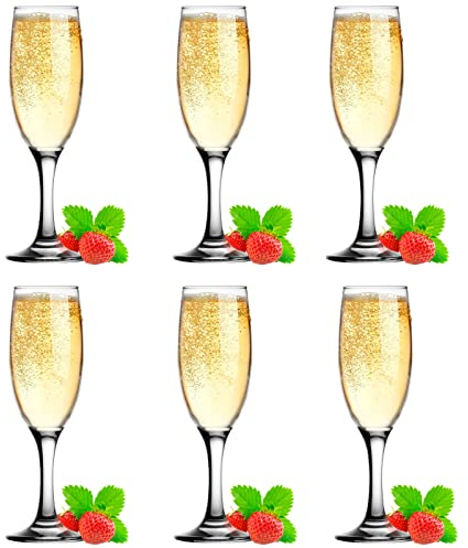 Glasmark KROSNO 1992 Lot De 6 Verres À Champagne Prosecco Flûtes À Champagne Hauts 150 ml En Verre Transparent