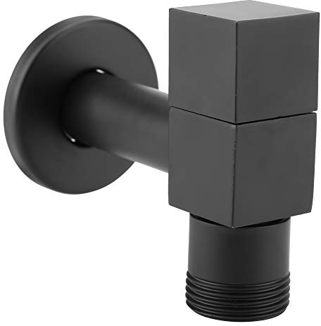 Rubinetto da Giardino a Parete Nero, Rubinetto per Lavatrice Quadrato in Ottone Rubinetto per Acqua Fredda per Bagno Lavanderia Rubinetto per Lavello Balcone(G3/4)
