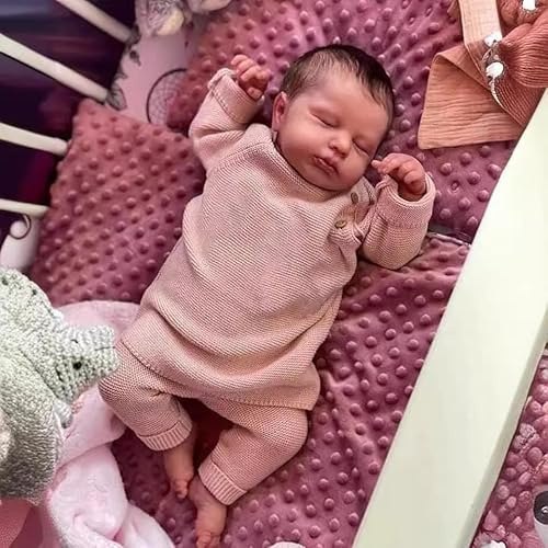 MAIHAO Reborn babydockor flickor 45 cm handgjord tvättbar reborn baby mjuk vinylkropp med anatomiskt korrekt, återfödd docka ser ut som en riktig bebis (flickor) med stängda ögon