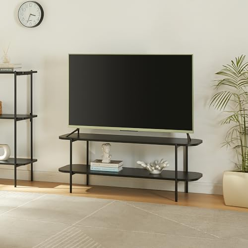 [en.casa] Fernsehtisch Samnanger TV Tisch Schwarz TV Regal Metall Fernsehregal 120 x 40 x 45 cm Wohnzimmertisch TV-Lowboard