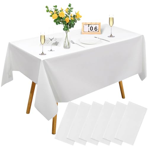 6 Stück weiße Tischdecke für Bierzeltgarnitur - 137 x 274 cm, Party- und Geburtstagsgeschenk