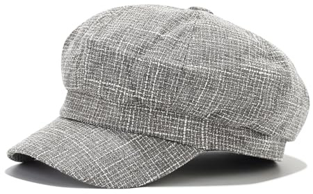 JFAN Sombrero Octogonal Boinas Gorras de Mujer Gorra Newsboy Classic Plaid Mujer Sombrero bombín Estilo Vintage Gorra Globo de Tela Suave para señoras Primavera/Verano