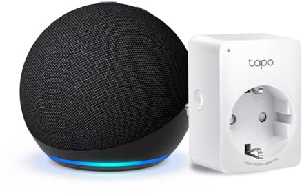Echo Dot (5.ª generación) | Antracita + Tapo P100MA - Matter Mini Enchufe Inteligente, compatible con Alexa - Kit de inicio de Hogar digital