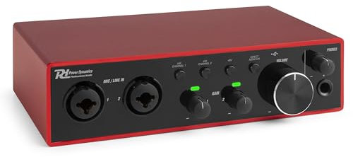 Power Dynamics PDX22 USB Audio Interface - 2-Channel | Hi-Res 24-bit/192 kHz | Dual Mic Preamps with Phantom Power | Audio Interface for Mixing, Recording Vocals & Instruments | Direct Monitor Output