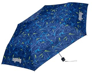 ergobag Regenschirm Kinderschirm für die Schultasche, ultraleicht und klein mit Tasche, reflektierend windfest SpitzenreitBär - Dunkelblau