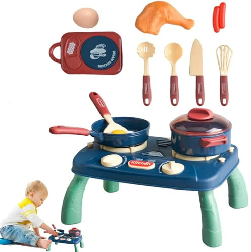 Küchenspielset – Kinderküchenspielzeug, Flexibles Küchenspielset | Küchenutensilien, Spielzeug mit Spielnahrungsset, Töpfe und Pfannen,