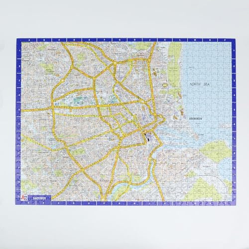 Great Britain A-Z Map of Aberdeen 1000 Piece Jigsaw Puzzle – Exclusive Street Map – Includes Guide Print & City Index – Nostalgic Gift Mapping Fun for Adults