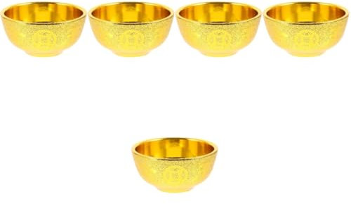 Mikikit 5 Pezzi ciotola vegetariana scodella ciotole di grandi dimensioni tazza con chiave coppa del culto ciotola del tempio Coppa ornamentale plastica D'oro