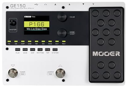 MOOER GE150 White Guitar Multi Effects with Metal Shell Desktop Jamming Tool Floor Guitar Processor for Practice, Live Show, Studio Recording