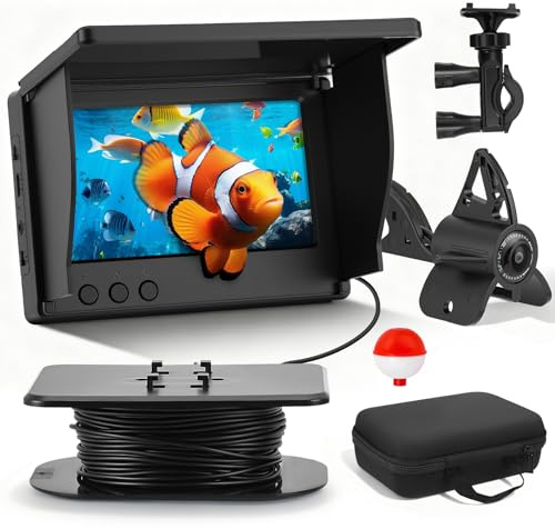 Buscador de peces, cámara subacuática de pesca, pantalla HD de 4,3 pulgadas, con función de visión nocturna, batería de 5000 mAh, cable de 30 m, gran angular de 220°, visión nocturna para pesca en mar