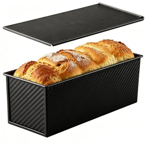 Teglia per Pane con Coperchio - Antiaderente Ondulato in Acciaio al Carbonio Rilascio Facile,Stampo Per Toast Box E Pane In Cassetta,per Casa Cucina Sala da Pranzo Ristorante Panetteria e Altri