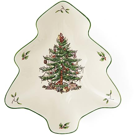 Portmeirion Home & Gifts Christmas Tree Dish Single, Ceramic, Multi-Colour, 21 x 18.7 x 4.9 cm