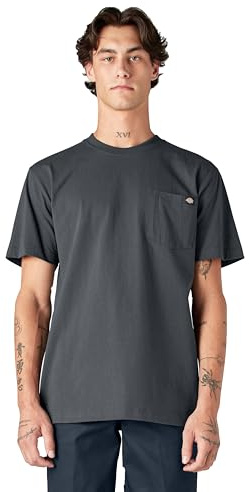 Dickies Men's Short Sleeve Heavyweight Crew Neck Pocket T-Shirt, Charcoal, Large
