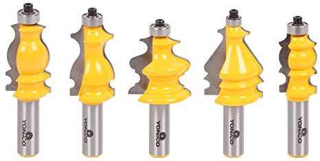 YONICO Architectural Molding Router Bits Set 5 Bit 1/2-Inch Shank 16501