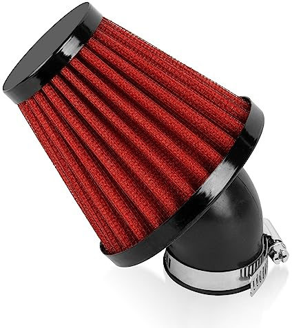 35 mm Filtro a Cono PSLER Dell'aria Scooter Filtri Aria Moto Curva a 45 Gradi Attraverso Tubo Universalmente per Motocross Pocket Bike(Rosso)