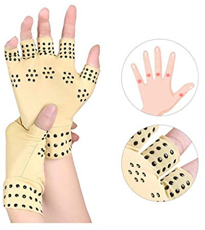 Fingerless Arthritis Gloves, 1 Pair Breathable & Moisture Wicking Compression Gloves Magnetic Arthritis Therapy Gloves, for Relieve Hand Pressure, Joint Swell Pain, Computer Typing and Daily Work