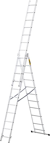 Drabest Basic Home Échelle en Aluminium 3 Éléments – Escabeau 3x6 Marches – Escabeau en Aluminium Léger – Échelle Pliable pour la Maison – Capacité 150 Kg – 46x165x13cm