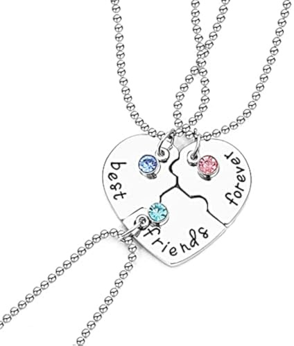 MenYiYDS 3 Pack BFF Necklaces Friendship Necklace Forever Best Friends for Girls Birthday Gifts Pendant Necklace Gifts