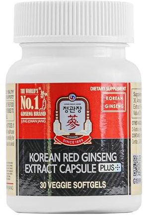 JUNG KWAN JANG Korean Red Ginseng Extract Capsules Plus | All-in-1 Focus Pills for Men & Women | Natural Energy Supplements, Circulation, Immune Support | 30 Capsules