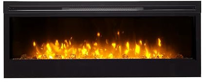 Dimplex Prism Optiflame Media Wall Fireplace, Wall Mounted, Recess, Built-In Electric Wall Fire with 1.1kW Fan Heater, Adjustable Brightness, 7 Colours, Run-Back Timer, Thermostat, 50 or 127cm