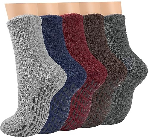 ILovDaisy Lot de 5 paires de chaussettes thermiques moelleuses pour homme - En polaire épaisse et antidérapante - Pour la maison et le sommeil, Série 1., 39-45 EU