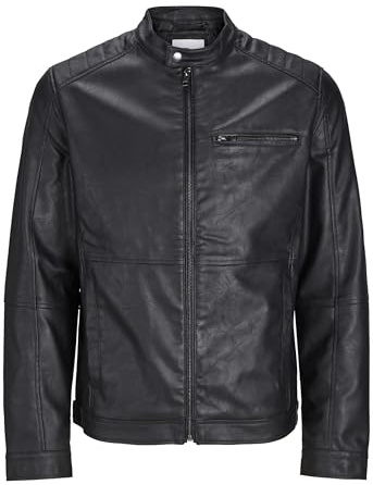 JACK & JONES Jjedylan Pu Biker Jacket Noos - Chaqueta de motorista para hombre, Negro, XS