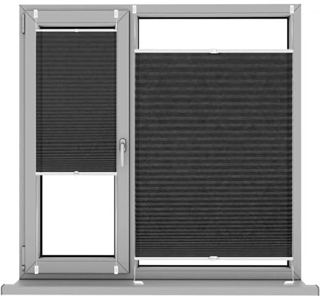 Tenda Plissè, veneziana, 120 x 210 cm autoadesive, in tessuto non tessuto, Tenda Plisse Plissettata su Misura Montaggio Senza forare, per finestra e camera da letto, Nero