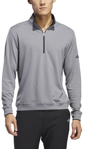 adidas Hombre Lightweight Half-Zip Top Sweatshirt, Grey Three, XL