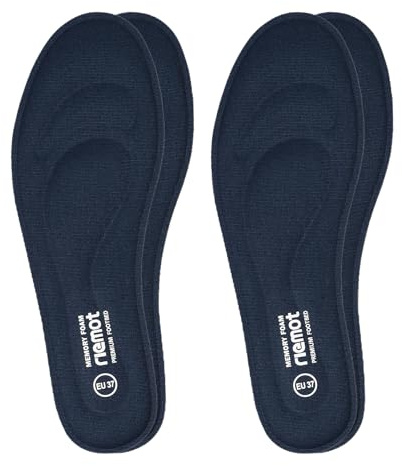 riemot 2 Pairs Memory Foam Insoles for Men and Women,Replacement Inner Soles for Sports,Work Boots,Trainers,Sneakers and Walking Shoes,Cushioned Soft Shoe Inserts Yellow-Navy 7 UK/40 EU