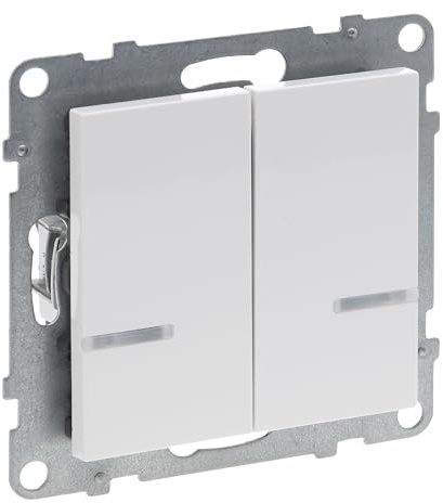 LEGRAND, SEANO with Netatmo 2-fach Schalter mit N-Leiter, 2 Schaltkanäle (je 250 W), Schrauben oder Spreizkrallen, HOME + CONTROL App, Smart Home, Farbe: Ultraweiß, 765642