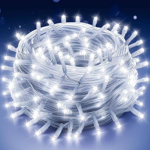 Uping Guirlande Lumineuse Sapin de Noël 300LED 30M Guirlande Lumineuse Extérieure Intérieur Guirlande Led Exterieur Decoration Noël Guirlande Electrique Sapin (Blanc Froid)