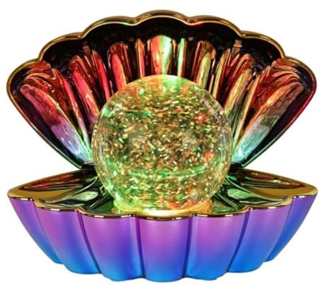 Dnaaz Opal guld metallisk färg. Ch'g mussla med glitter pärla snäckskal LED färgskiftande lampa