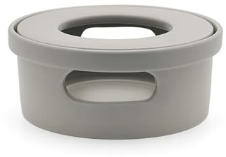 Porzellan Teewärmer grau Ø 14 cm - rundes Stövchen für 1 Teelicht - zum warmhalten von Tee in einer Kanne