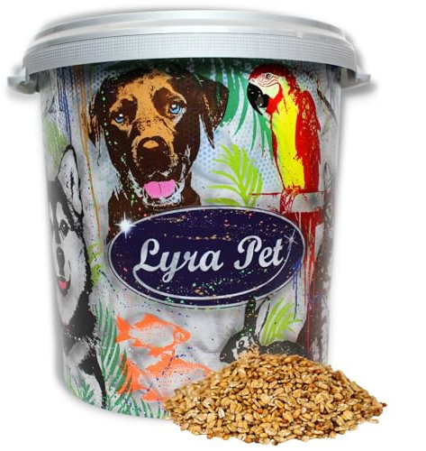 Lyra Pet® 10 kg Fettfutter Basic in 30 L Tonne | Ganzjahres Wildvogelfutter | Kalorienreiches Streufutter für Wildvögel | Energiequelle im Sommer & Winter | Ideal für Körnerfresser