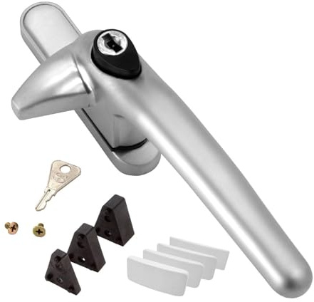 Universal Cockspur Window Handle Kit (3 Pack) - Right, Satin Silver/White