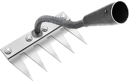 Rastrillo de jardín, Rastrillo de Acero al Carbono, Herramienta Multiusos de jardín para deshierbar/aflojar/sembrar/desbrozar/Patio y jardín (sin Palo), 5 Dientes