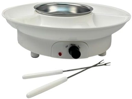 Qianly Conjunto de Fondue eléctrica Electrodomésticos de Cocina Control de Temperatura del Fabricante de Fondue para Pretzels, Blanco