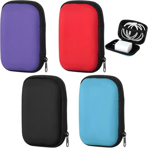 Qichan 4 Pcs Playing Card Case, Waterproof and Scratch Resistant Playing Card Box with Zipper, Portable Cards Holder for Indoor Outdoor Gaming or Camping (Red Purple Blue Black)